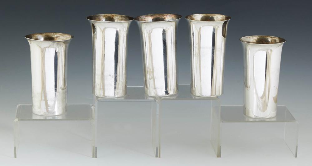 Set of Five .950 Sterling Tumblers, early 20th c., by (1 of 1)