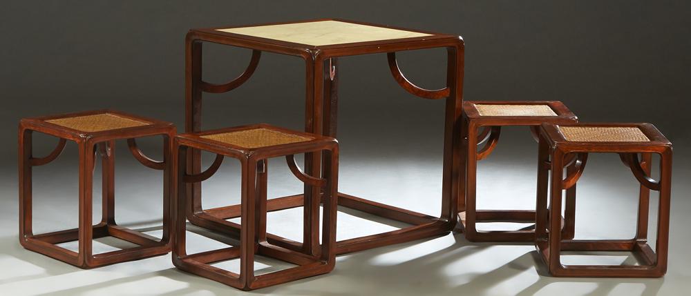 Diminutive Asian Inspired Five Piece Carved Elm Dining (1 of 15)