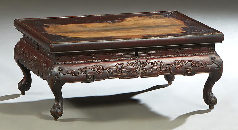 Chinese Mixed Wood Low Chest, 19th c., the hinged (1 of 2)