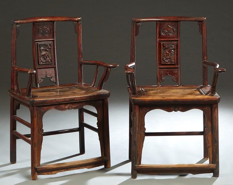 Pair of Chinese Elm Official's Armchairs, 19th c., the (1 of 1)