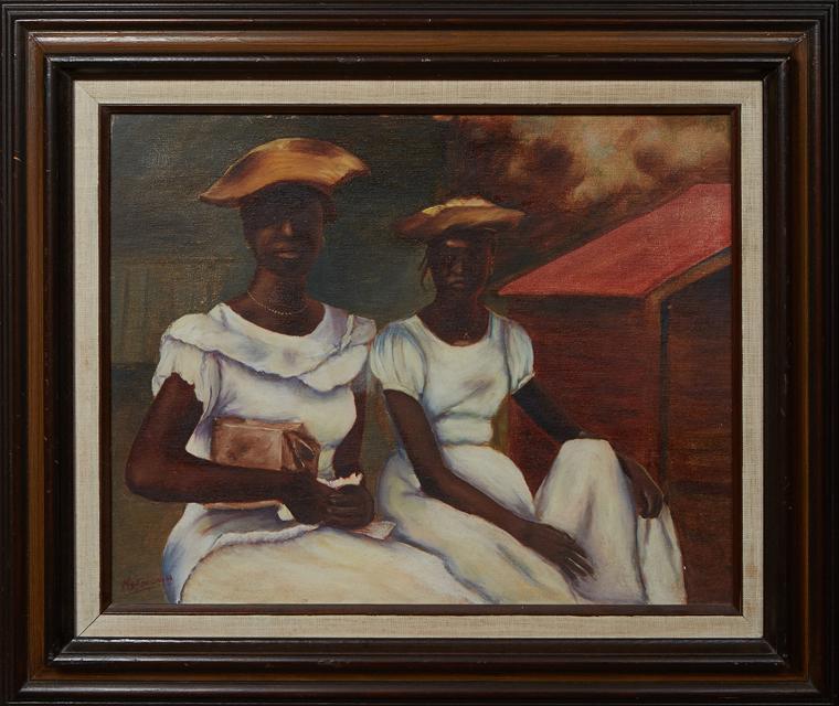 After Photograph by Fonville Winans (1911-1992,: After Photograph by Fonville Winans (1911-1992, Louisiana), "Dixie Bells," 20th c., oil on board, painted by McGeown, signed lower left, presented in a wood frame, H.- 15 1/2 in., W.- 19 1/2 in., Fram