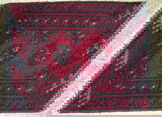 Afghan Bokhara Mat, 1' 6 x 2' 3.: Afghan Bokhara Mat, 1' 6 x 2' 3.