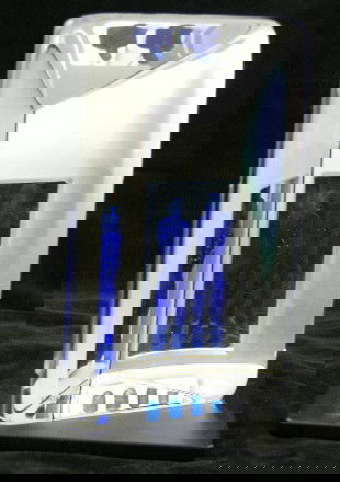 Bertil Vallien, "Reflections," Kosta Boda Crystal: Bertil Vallien, "Reflections," Kosta Boda Crystal Sculpture, Ser. # 99519, from the "Viewpoint" series, on a square Bakelite base, H.- 7 3/4 in., W.- 4 3/4 in., D.- 5 in.