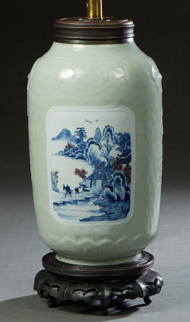 Chinese Celadon Porcelain Baluster Vase, early 20th c., (1 of 9)