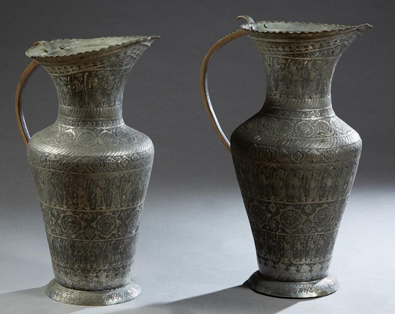 Pair of Large White Brass Baluster Moroccan Handled (1 of 1)