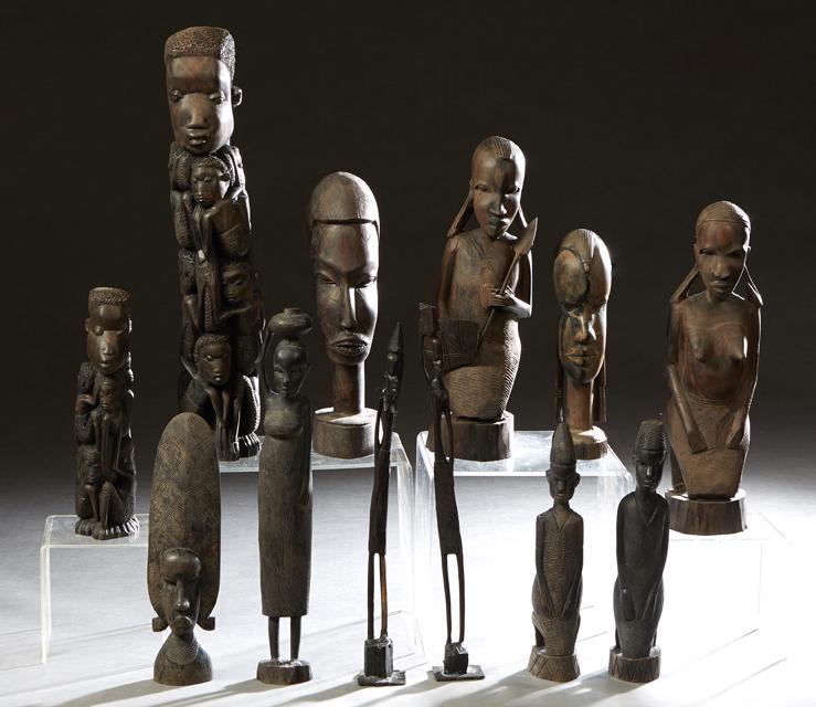 Group of Twelve African Carved Wood Figures, 20th c., (1 of 1)