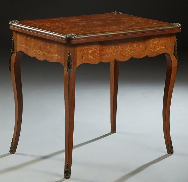 French Inlaid Mahogany Ormolu Mounted Games Table, 19th (1 of 5)