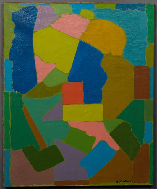 Emile Lahner (1893-1980, Hungary/France), "Formes et: Emile Lahner (1893-1980, Hungary/France), "Formes et Couleurs," c. 1955, oil on canvas, signed lower right, with "Laky Gallery" label en verso, printed artist information and title on label en verso, 