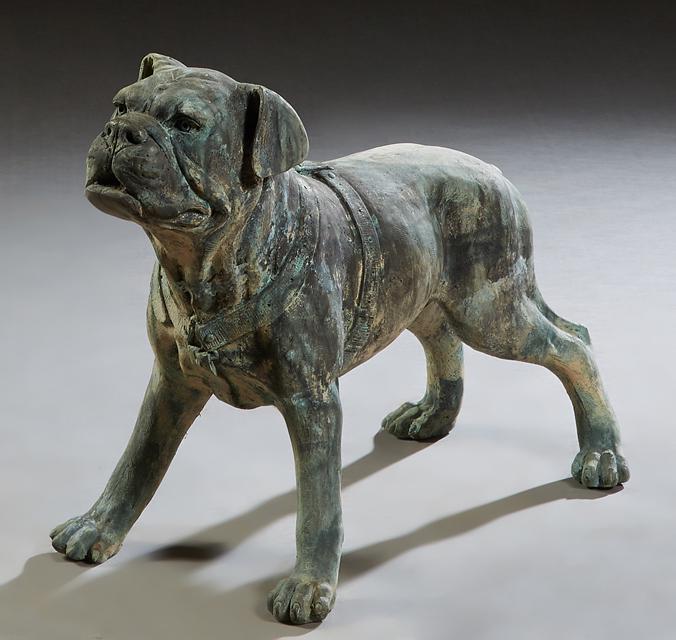 Patinated Bronze Figure of a Bull Dog, 20th c., H.- 21 (1 of 1)