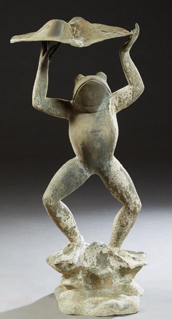 Green Patinated Bronze Fountain Figure, 20th c., of a (1 of 1)