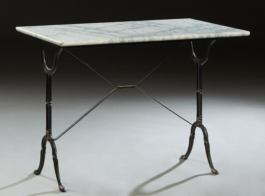 French Marble Top Wrought Iron Bistro Table, early 20th (1 of 1)