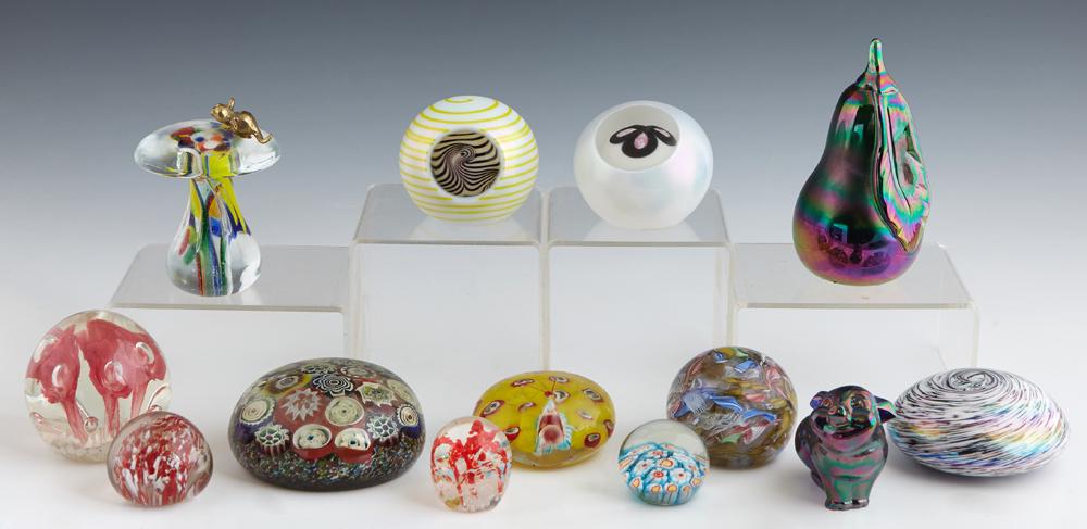 Group of Thirteen Glass Paperweights, 20th c., four (1 of 1)