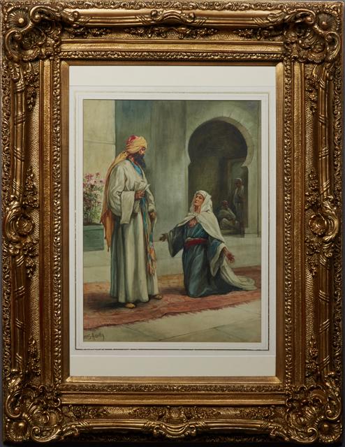 Evelyn Stuart Hardy (1866-1935, British),: Evelyn Stuart Hardy (1866-1935, British), "Proclamation," 20th c., watercolor on paper, signed lower left, presented in a gilt frame, H.- 27 1/4 in., W.- 19 3/4 in., Framed H.- 49 1/8 in., W.- 38 1/4 