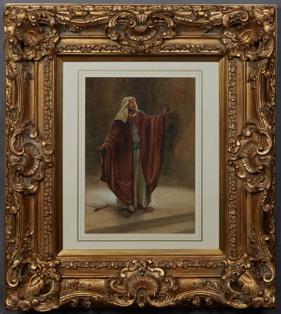 Evelyn Stuart Hardy (1866-1935, British), "Bedouin Man: Evelyn Stuart Hardy (1866-1935, British), "Bedouin Man with Scroll on Ground," 20th c., watercolor on paper, signed lower left, presented in a gilt frame, H.- 19 1/8 in., W.- 13 1/8 in., Framed H.- 37