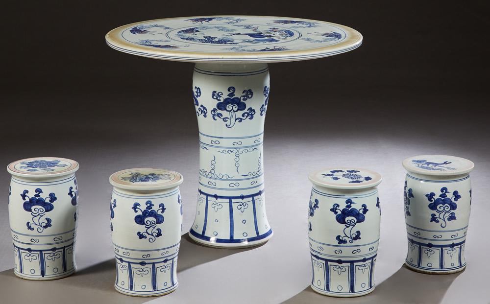 Chinese Five Piece Porcelain Patio Set, 20th c., (1 of 1)