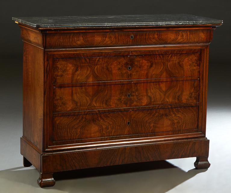French Louis Philippe Carved Walnut Marble Top Commode, (1 of 15)