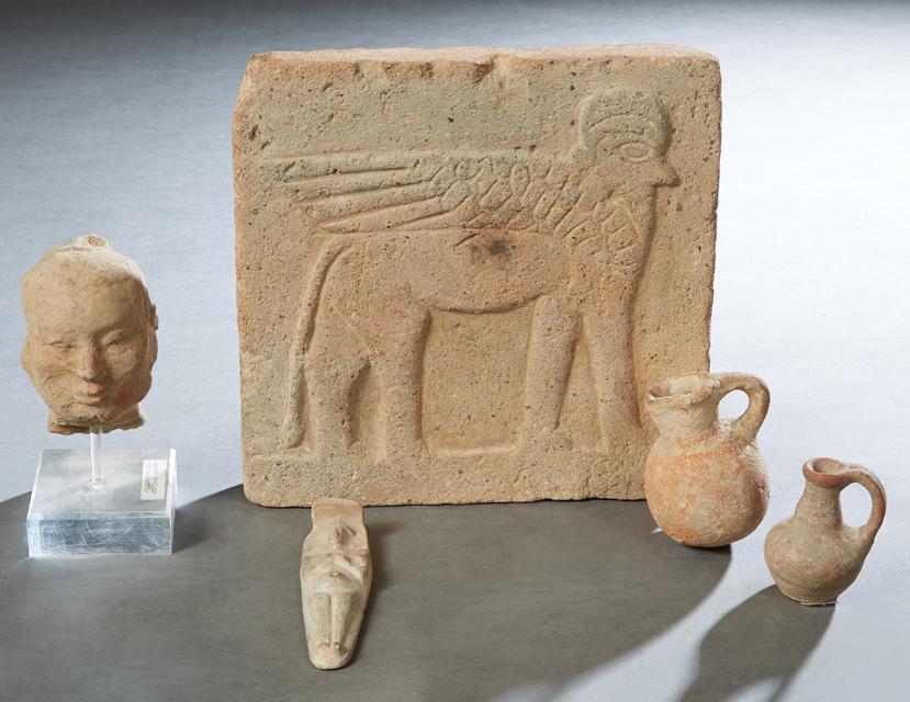 Group of Five Egyptian Earthenware Pieces, consisting (1 of 1)