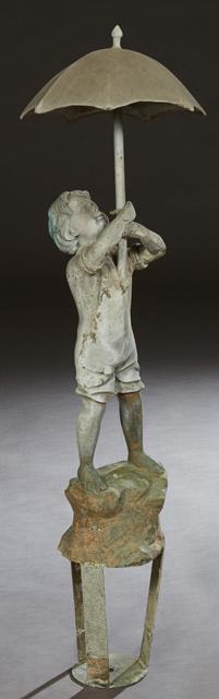 Patinated Bronze Garden Statue, 20th c., of a boy (1 of 1)
