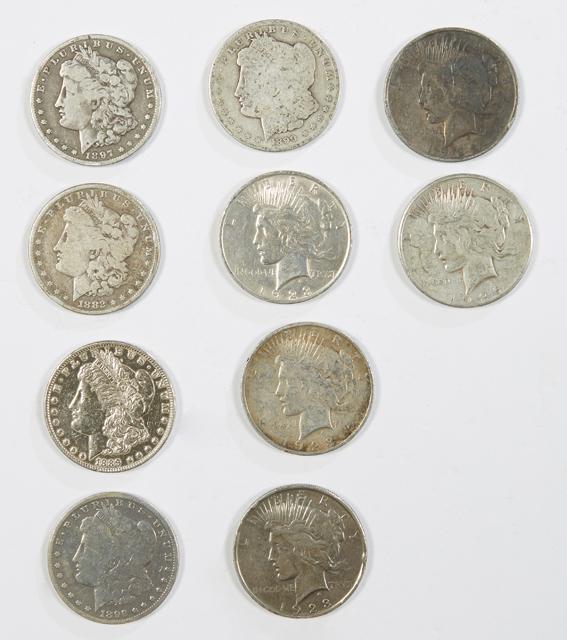 Group of Ten Silver Dollars, consisting of a Morgan (1 of 2)