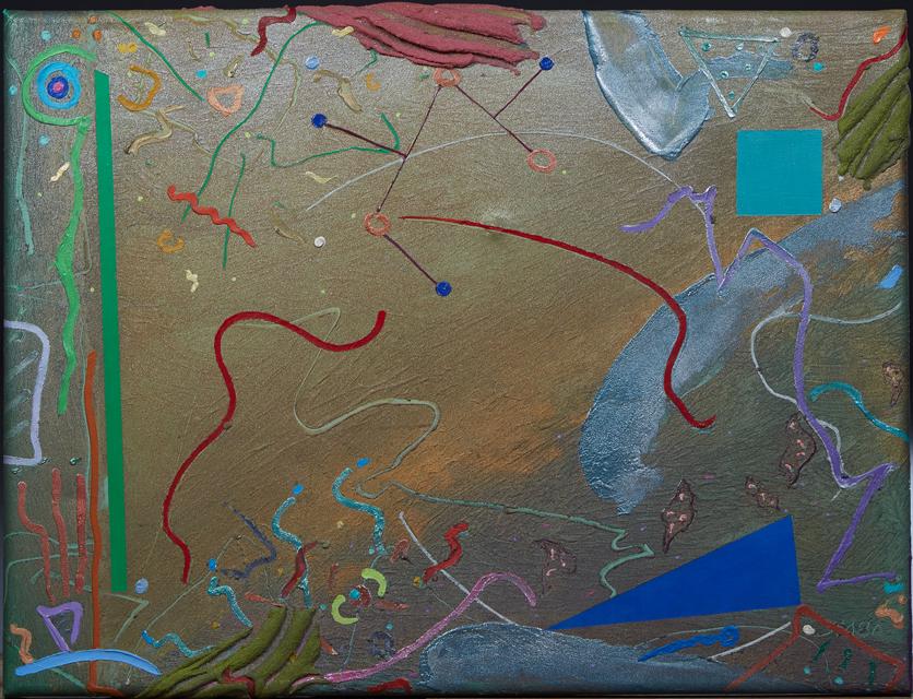 David W McCullough (1945-, Missouri/Texas), "#2 Quanta,: David W McCullough (1945-, Missouri/Texas), "#2 Quanta, Ice Pick' N", 1980, from the series Mysterious Traveller Cosmological Cycle, sand and mixed media on canvas, signed, dated and titled en verso,