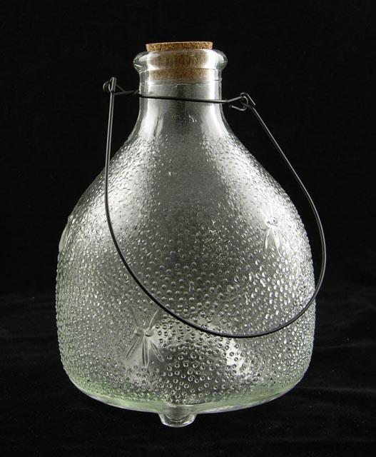 Pressed Glass Hanging or Table Top Fly Cat: Pressed Glass Hanging or Table Top Fly Catcher, 20th c., the sides with relief nubs and insects, H.- 8 1/4 in., Dia.- 6 in.