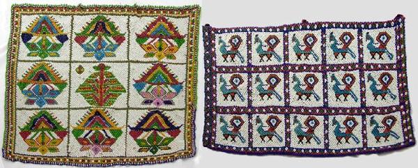 Two Elaborate Beadwork Panels, 20th c.,: Two Elaborate Beadwork Panels, 20th c., on cloth backing.