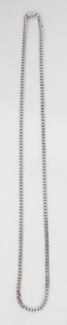 14K White Gold Cuban Link Chain, with a heavy 18K white: 14K White Gold Cuban Link Chain, with a heavy 18K white gold plate, mismarked as 18K, L.- 25 in., Wt.- 1.84 Troy Oz. Note: this Item is Seized Property Being Sold by Order of the Jefferson Parish Sher