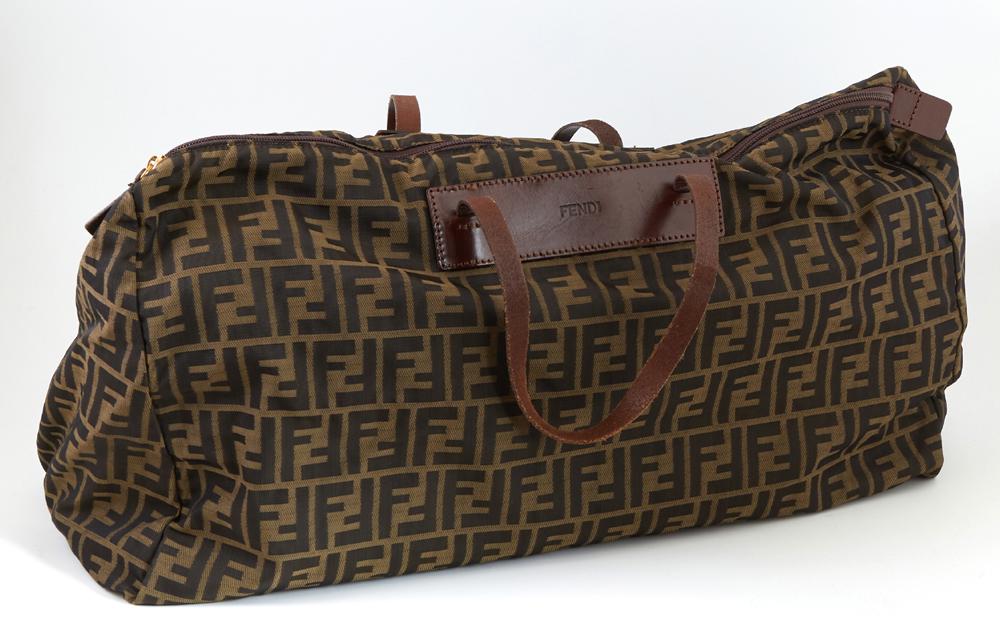 Vintage Fendi Zucca Zip Duffle, with dark brown leather (1 of 3)