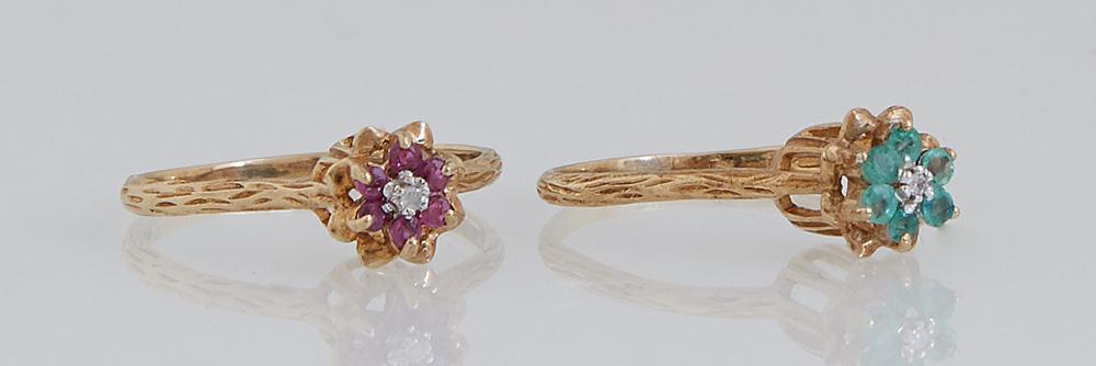 Two 10K Yellow Gold Floriform Rings, mid 20th c., one (1 of 1)