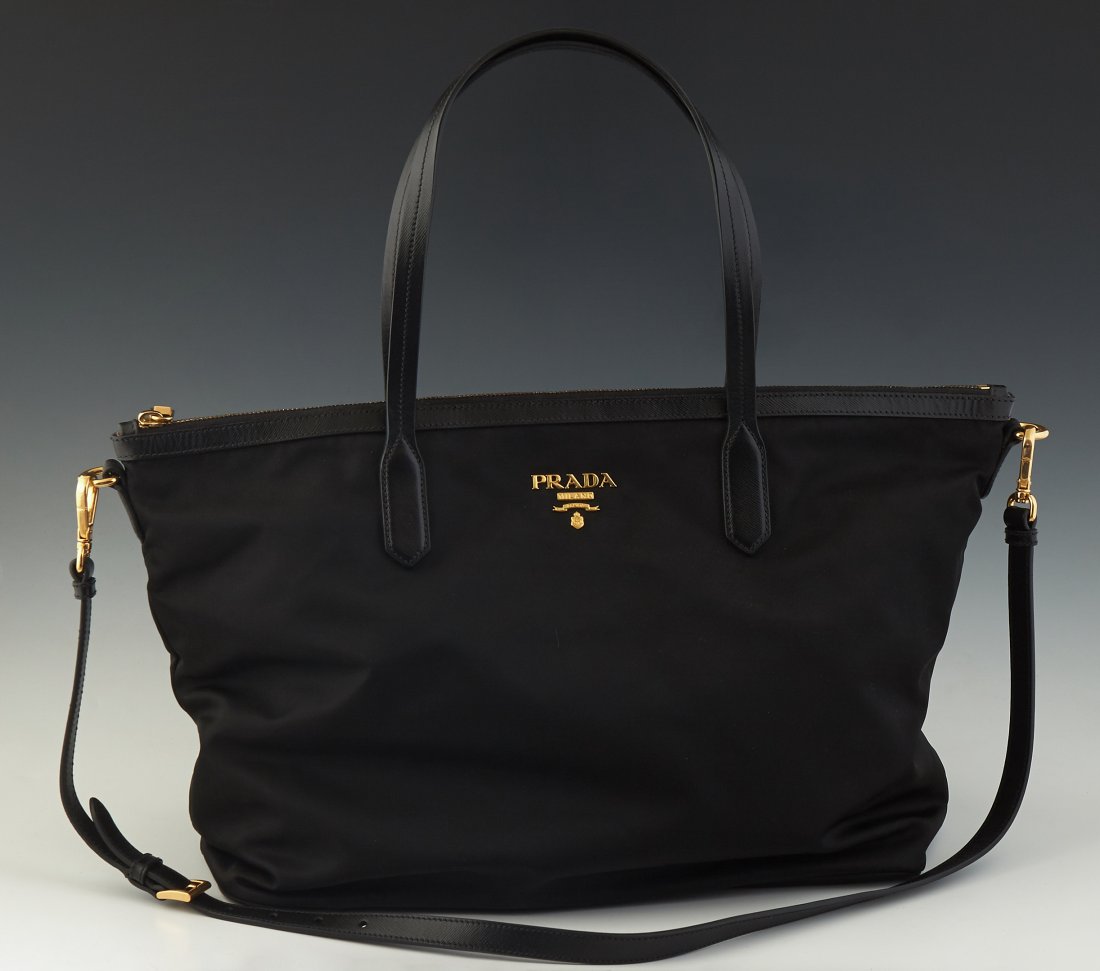 Prada Tote Bag, in black nylon with black calf leather (1 of 3)