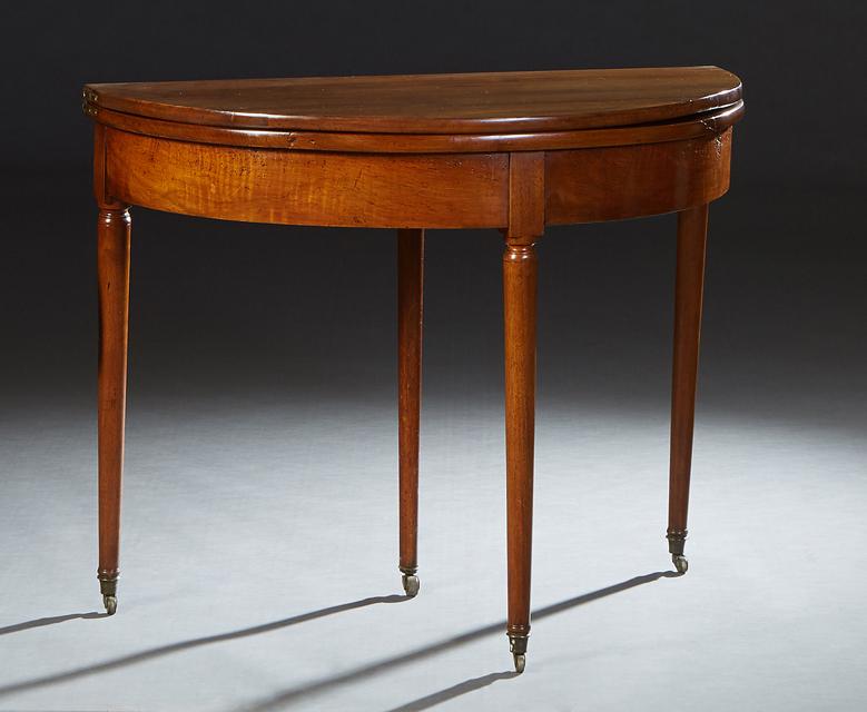 French Louis Philippe Carved Walnut Demilune Games (1 of 2)