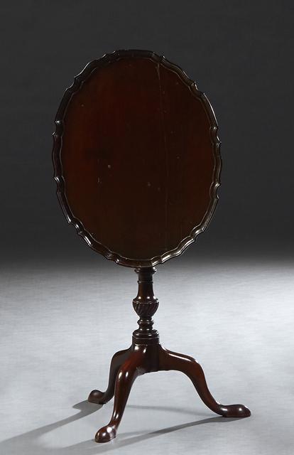 English Carved Mahogany Oval Tilt Top Table, c. 1900, (1 of 2)