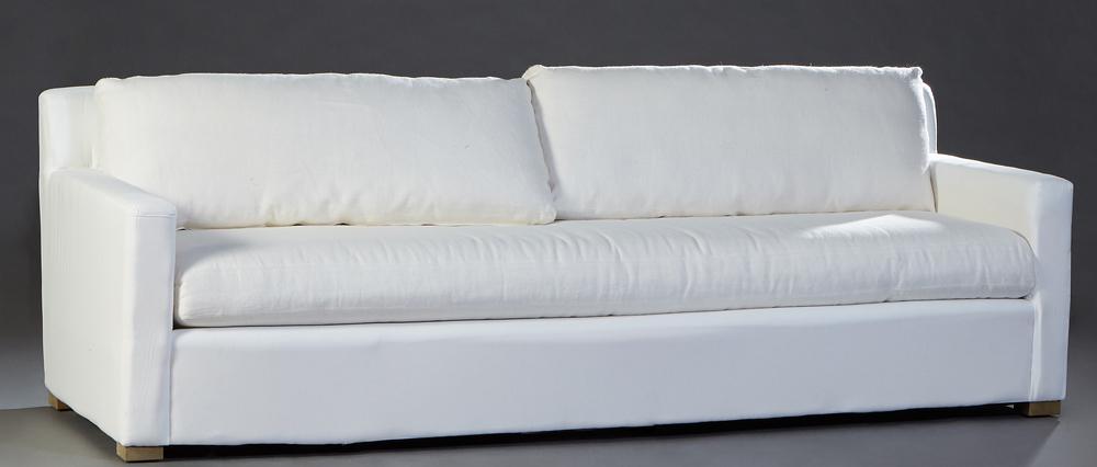 Restoration Hardware Contemporary White Muslin Sofa, (1 of 6)