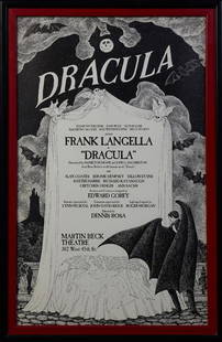 Edward Gorey (1925-2000, Massachusetts), Dracula: Edward Gorey (1925-2000, Massachusetts), Dracula Production Poster, "Frank Langella in the Edward Gorey production of Dracula Directed by Dennis Rosa, Martin Beck Theatre, 302 West 45th St." c. 1978,