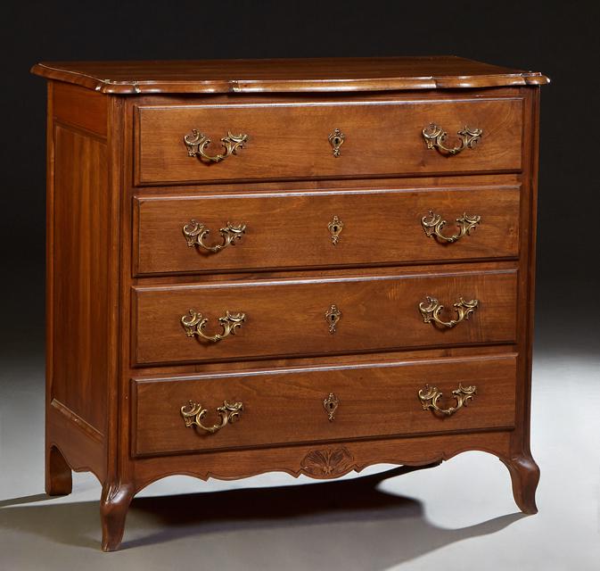 French Provincial Louis XV Style Carved Walnut Commode, (1 of 1)