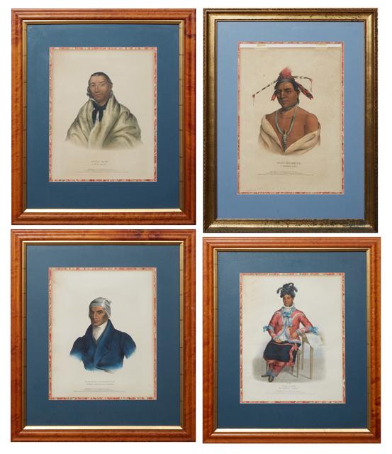 Four McKenney and Hall Indian Colored Lithographs, (1 of 9)