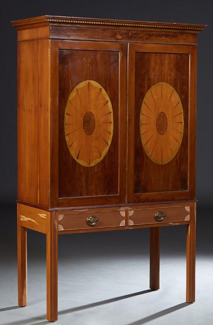 Inlaid Burled Walnut Linen Press Top, early 20th c., (1 of 1)