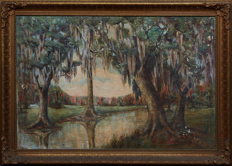 Southern School, "Spanish Moss on Oak Trees," 20th c., (1 of 3)