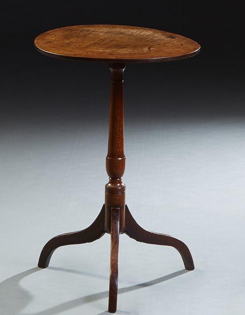 Diminutive English Carved Oak Pedestal Lamp Table, late (1 of 1)