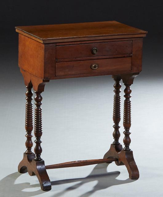 French Carved Mahogany Work Table, c. 1900, thee (1 of 1)
