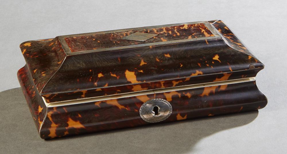 Tortoise Shell Silver Mounted Sewing Box, 19th c., the (1 of 3)