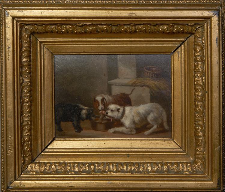 Vincent de Vos (1829-1875, Belgium), "Dogs Eating," (1 of 4)