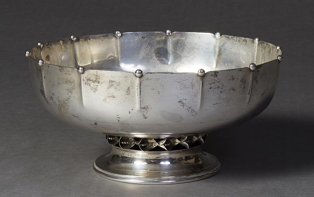 Large Sterling Silver Danish Modern Style Punch Bowl, (1 of 2)