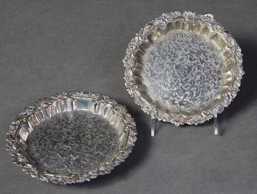 Pair of English Sterling Bottle Coasters, 19th c., the (1 of 2)