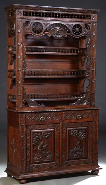 French Provincial Carved Oak Vaisselier, 19th c, (1 of 1)