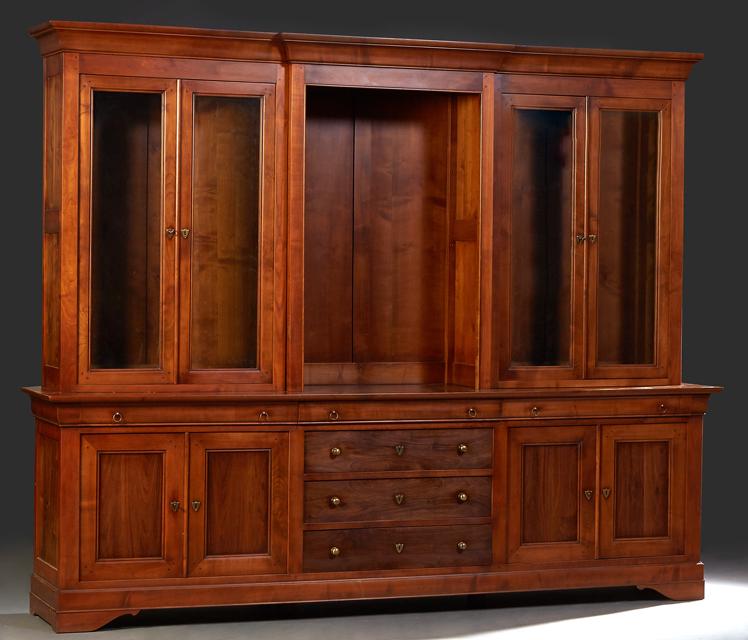 French Carved Cherry Buffet a Deux Corps, early 20th (1 of 1)