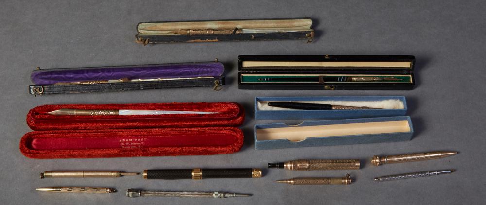 Group of Thirteen Writing Implements, 19th/20th c., (1 of 1)