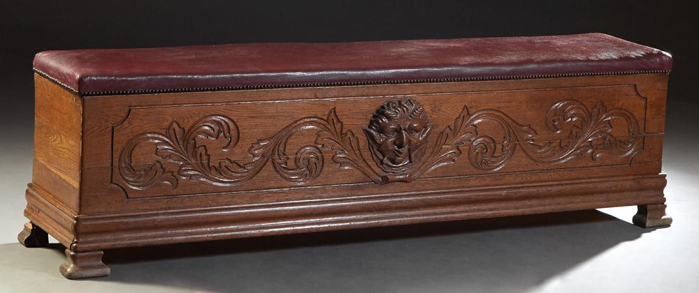 French Renaissance Style Carved Oak Coffer/Bench, 20th (1 of 2)