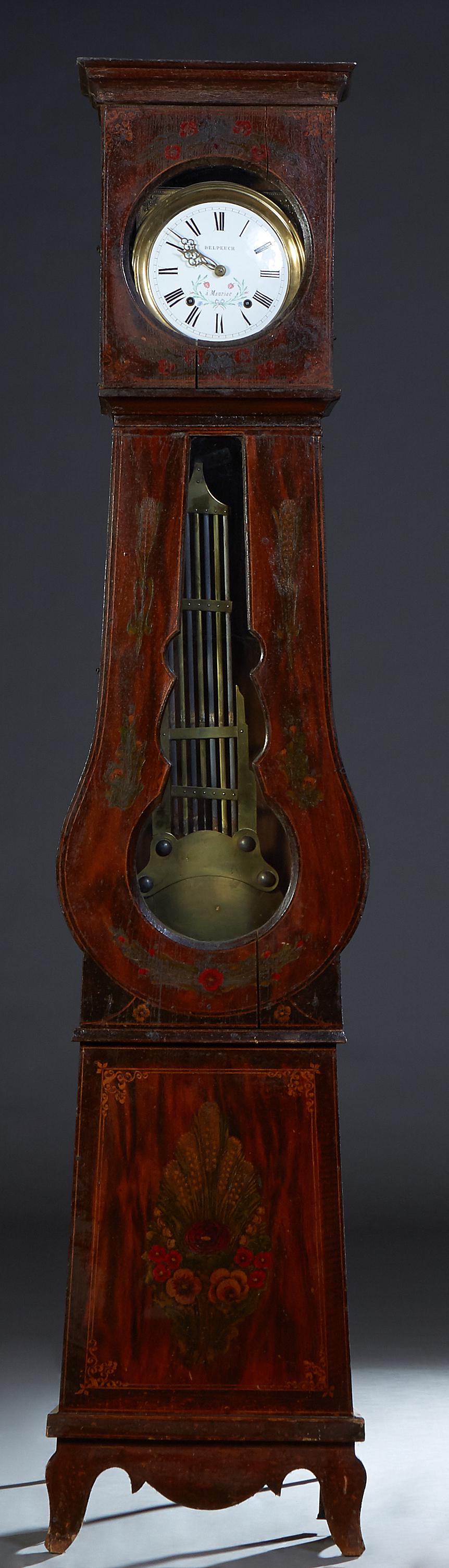 French Provincial Carved Pine Tallcase Clock, 19th c., (1 of 1)