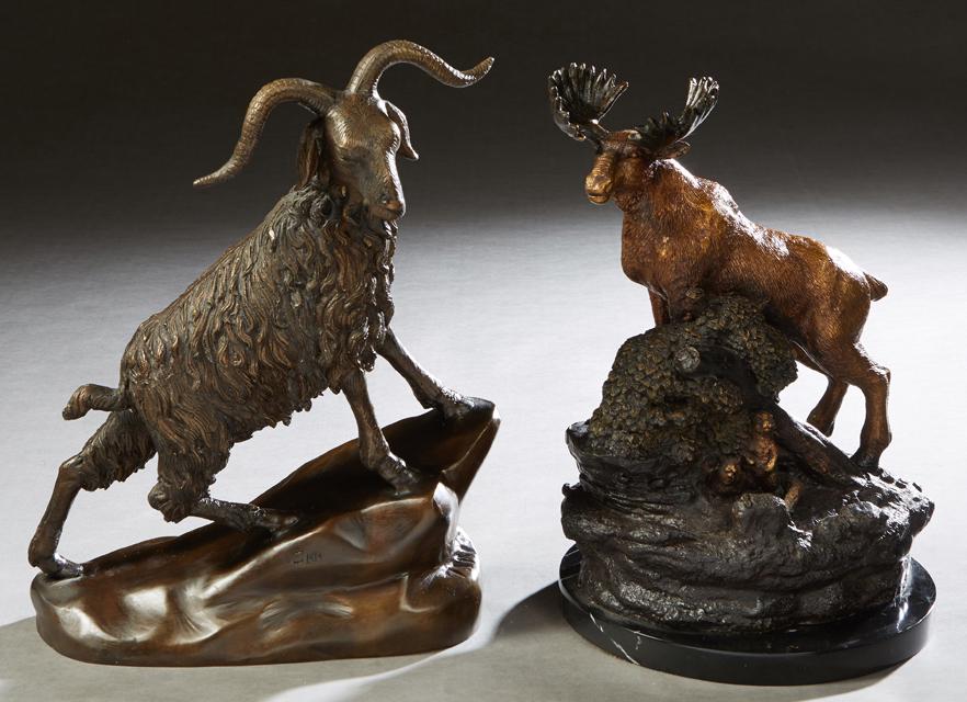 Two Patinated Bronze Animalier Figures, 20th c., one of (1 of 1)